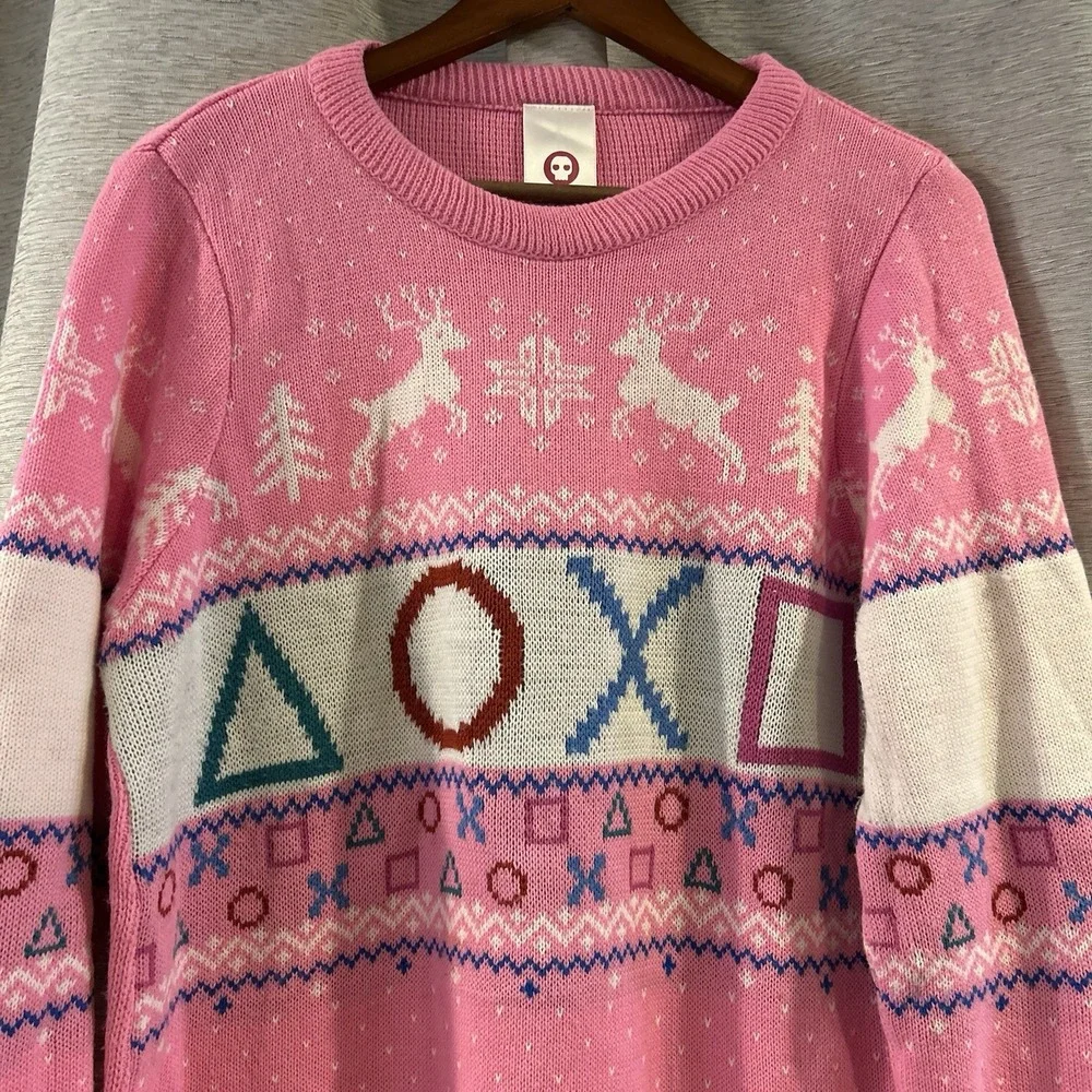 Numskull Christmas Sweater Pink‎ Knit Gaming PlayStation PS5 PS4 Size Small